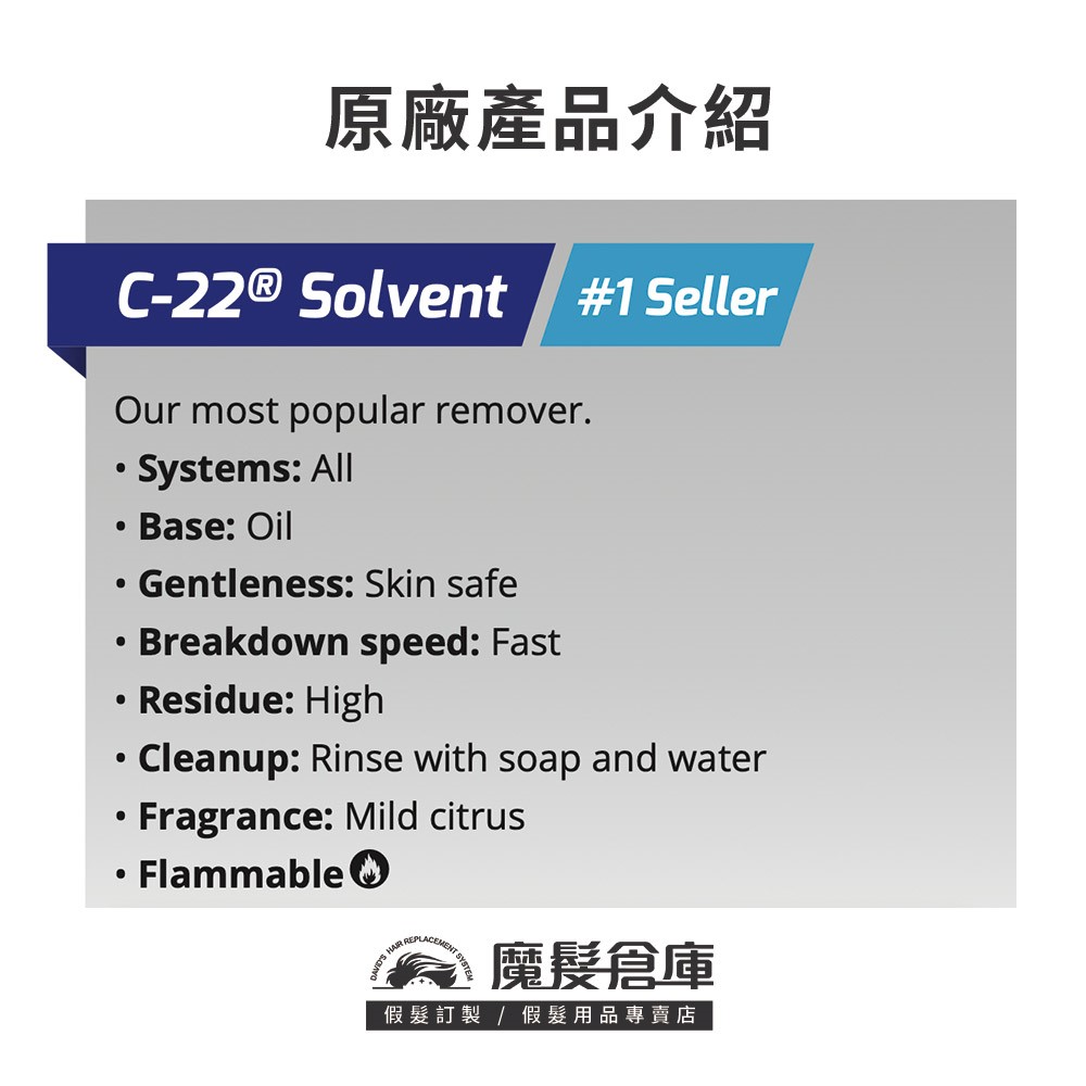 【C-22卸膠液 C-22 SOLVENT】 Walker銷量第一假髮膠帶卸除液